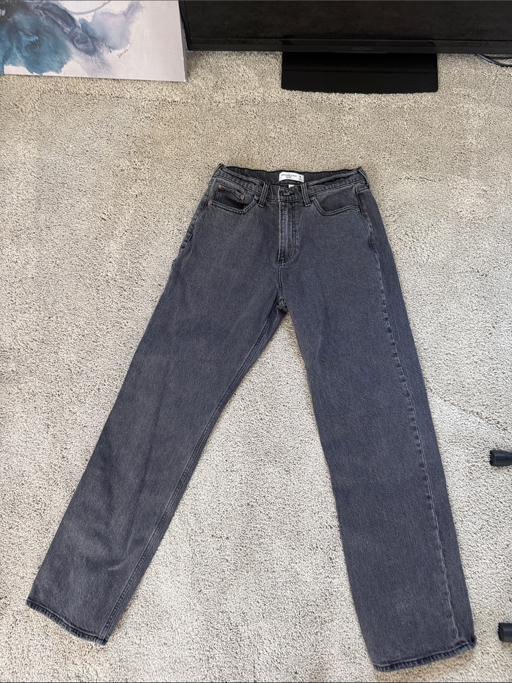 Abercrombie & Fitch High-Rise Wide Leg Jeans in Washed Black